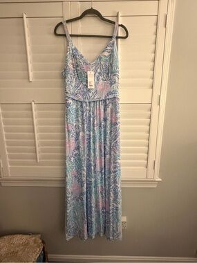 Lilly Pulitzer NWT Size 14 Blake Pastel Blue Floral Maxi Dress